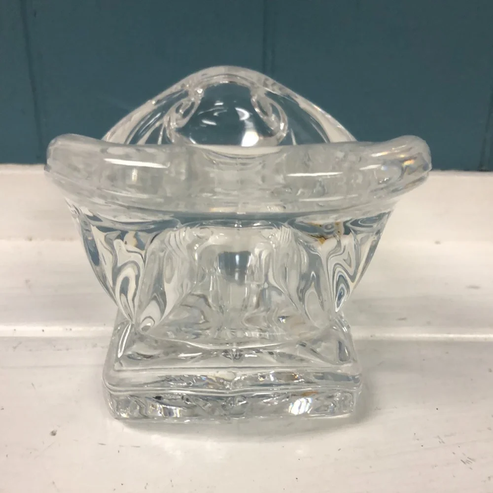 Vtg DePlomb 24% Lead Crystal Santa Sleigh Votive Candleholder USA made Christmas